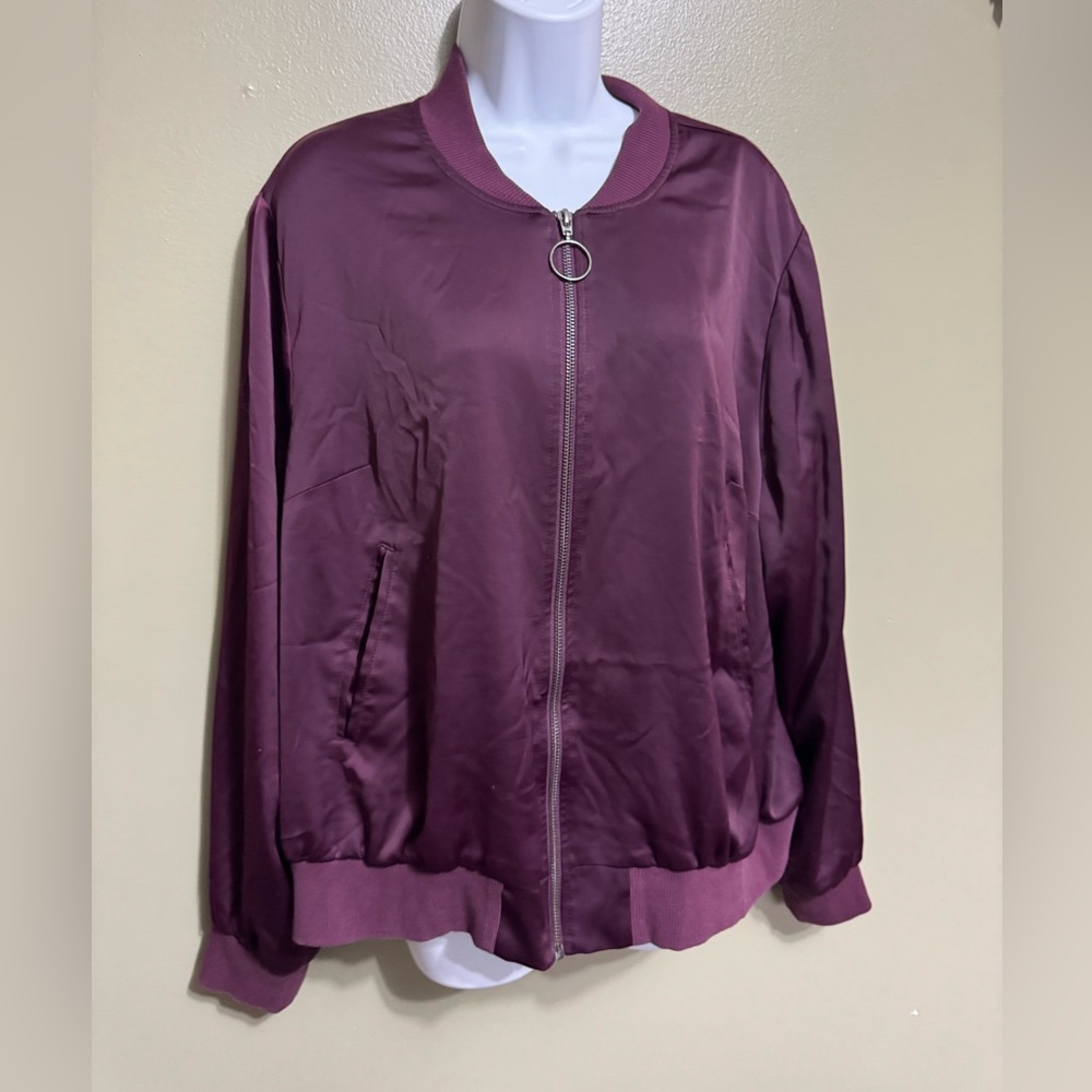 Lane Bryant Maroon Bomber Jacket,‎ Size 18